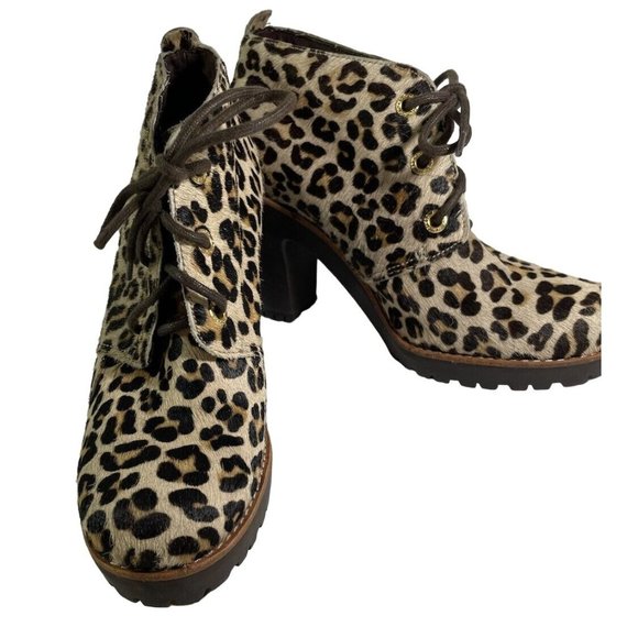 Women's Sperry Top Sider Princeton Ankle Boot In Leopard Print Lace Up - Picture 5 of 7
